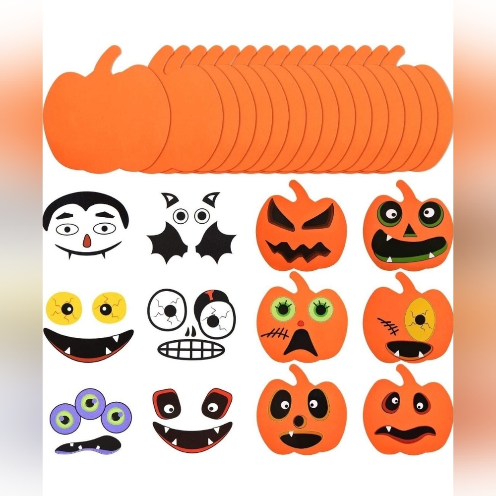 32 Pcs Halloween Pumpkin Craft Kit New